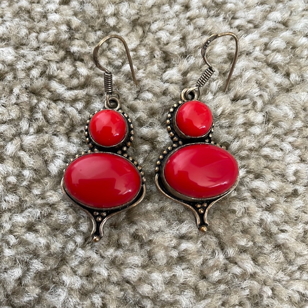 Red Boho Earrings